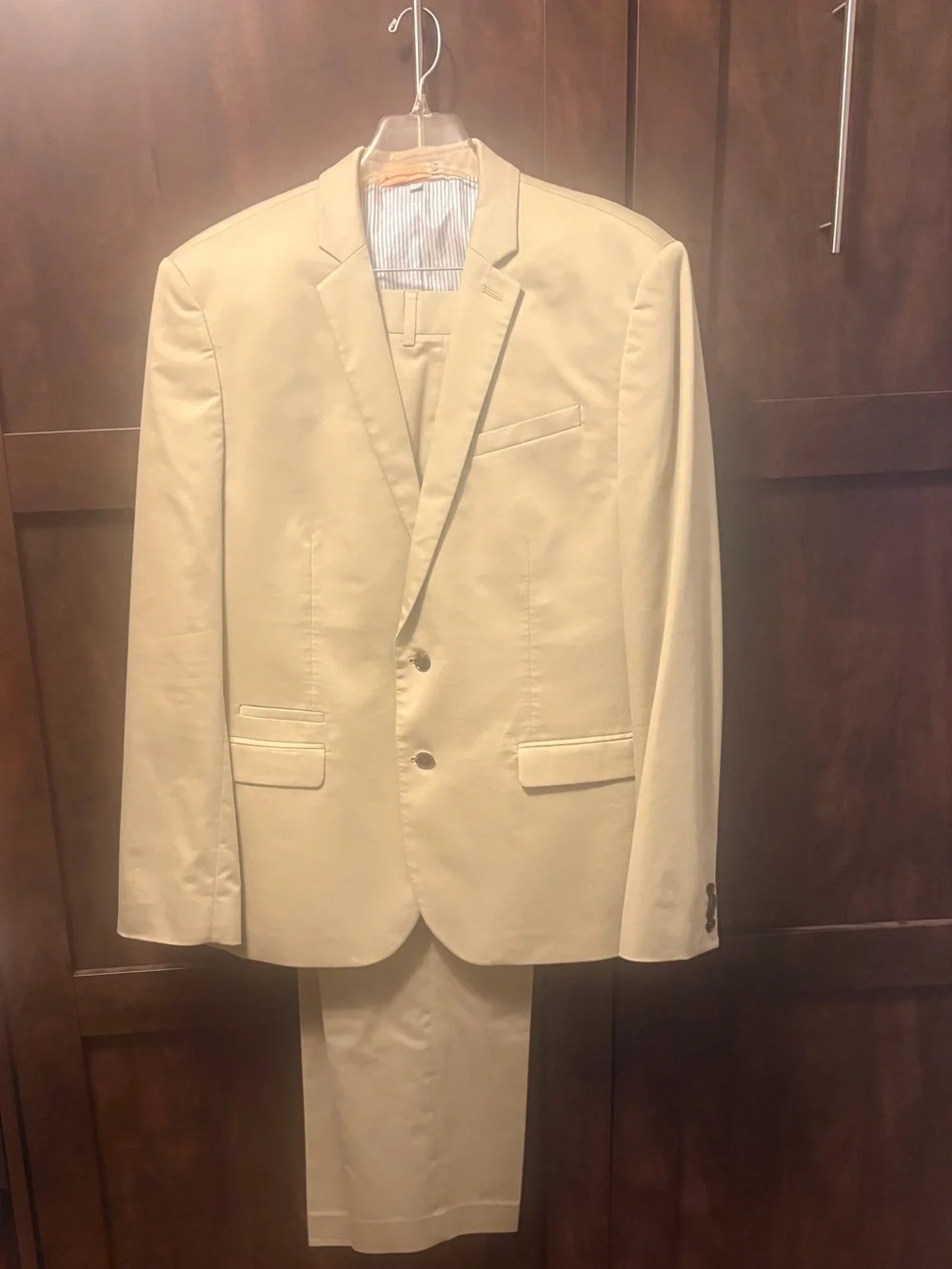 Express Men's Light Khaki Two-Piece Suit Pants size 38x32